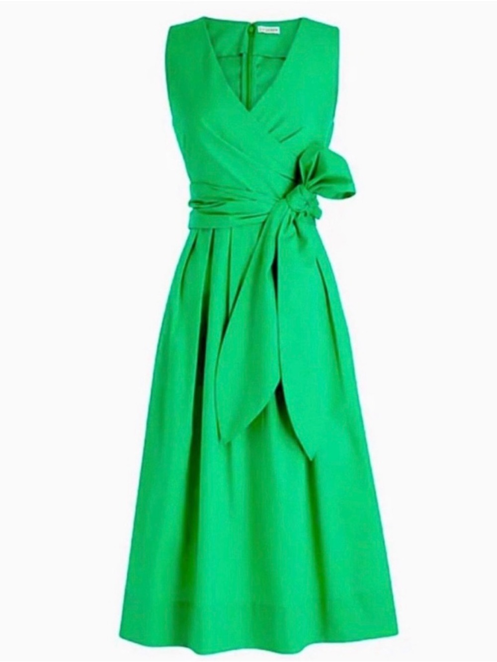 J. by J. Crew Sz 10 Kelly Green Sleeveless Pleated Waist Tie Dress